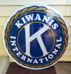 Bettendorf Kiwanis metal road sign